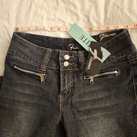Flavour Bubblegum Jeans 8P Regular Dark Wash 8 Petite Short New NWT Y2K Zipper - Picture 5 of 9